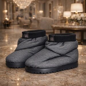 NEW UGG Spaceslider Jersey Bootie Platform Liner Puffy Boot Gray Black